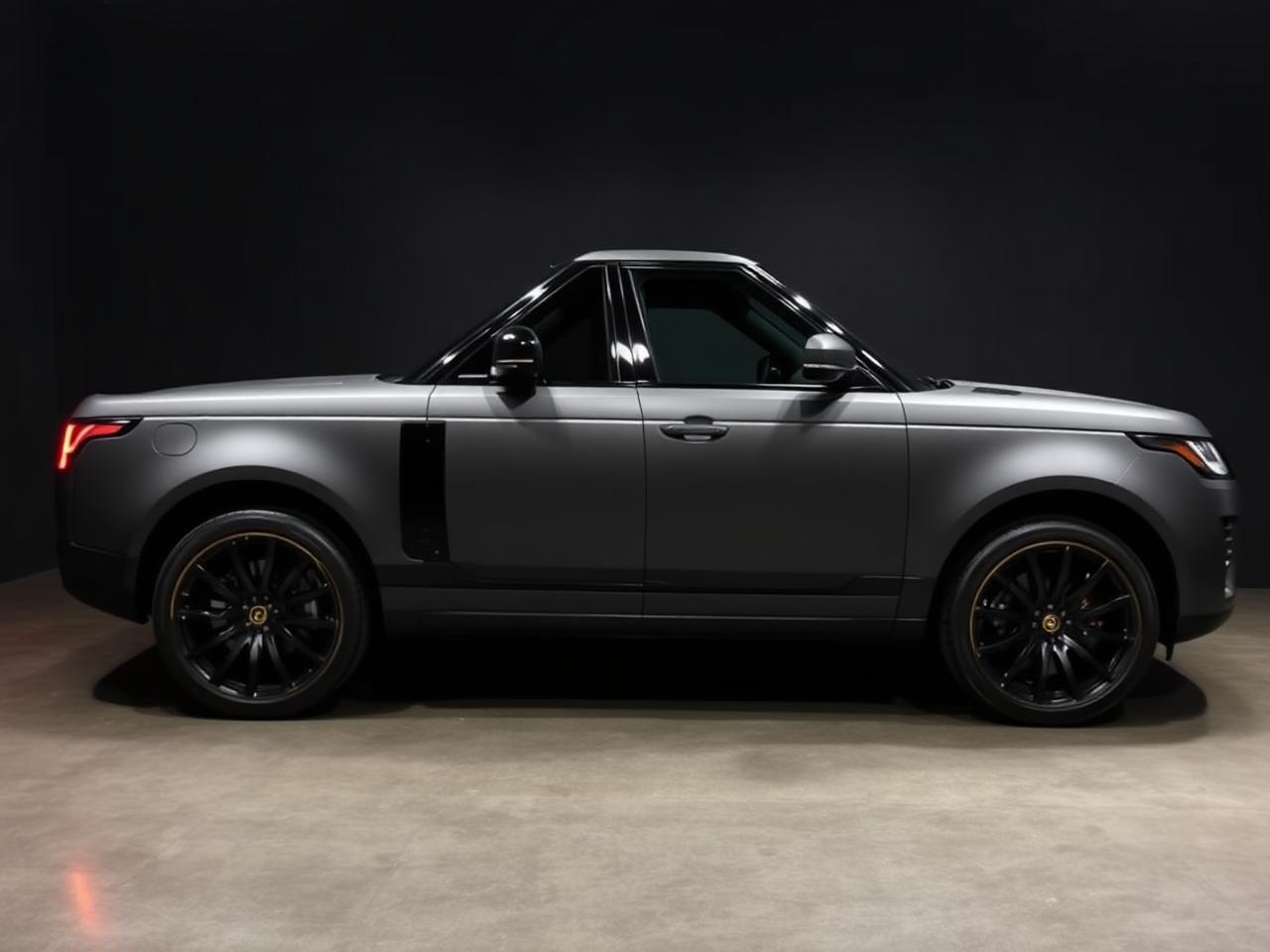 Matte wrapped SUV in a dark studio